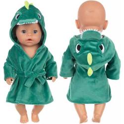 Poppenkleertjes - Geschikt voor Baby Born - Groene badjas - Dinosaurus - Kleding voor babypop
